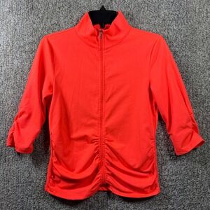 Calvin Klein Performance Ruched Jacket Zip Quick Dry Safety Orange Womens Medium